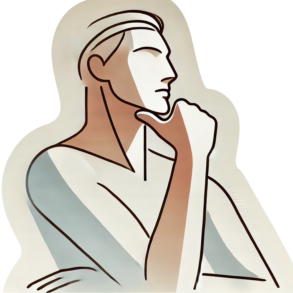 A minimalistic vector art illustration of a person thinking
